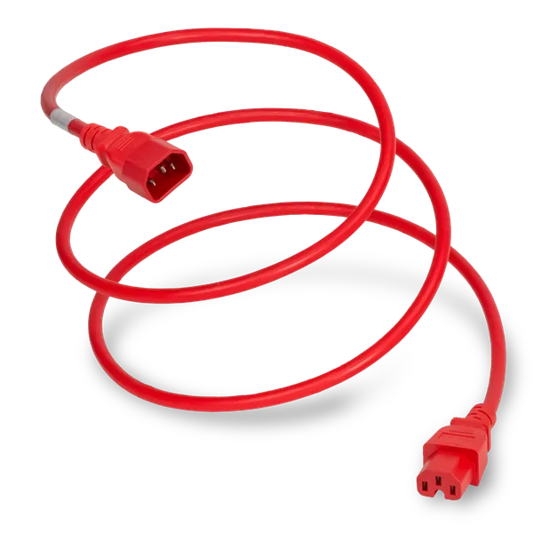 6FT Red High Temp IEC320 C14 to IEC320 C15 15A 250V
