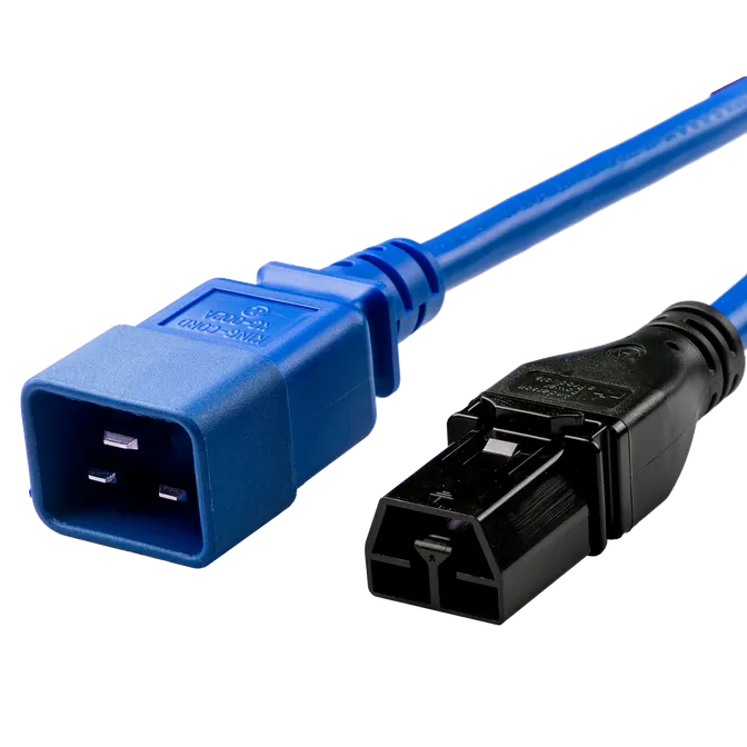 Blue IEC C20 to black Anderson Saf-D-Grid 400 power cord