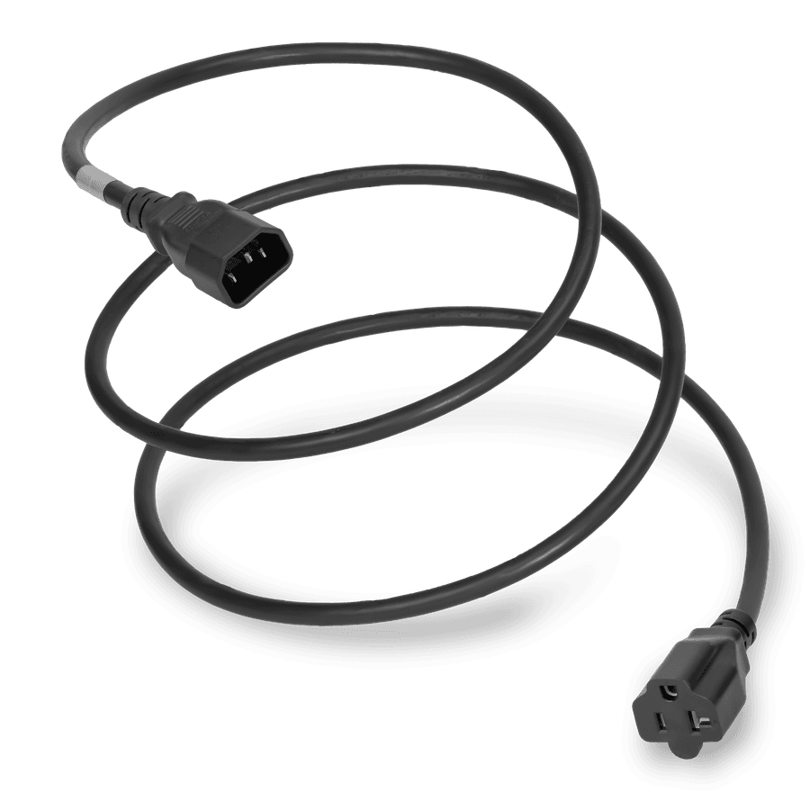 1ft IEC 60320 C14 to NEMA 5-15/5-20R, (T-SLOT) 14awg-3c, 15A Power Cable Black