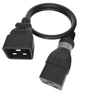 2 Feet Black IEC 60320 C20 to S-Lock C19 12awg SJT Power Cords