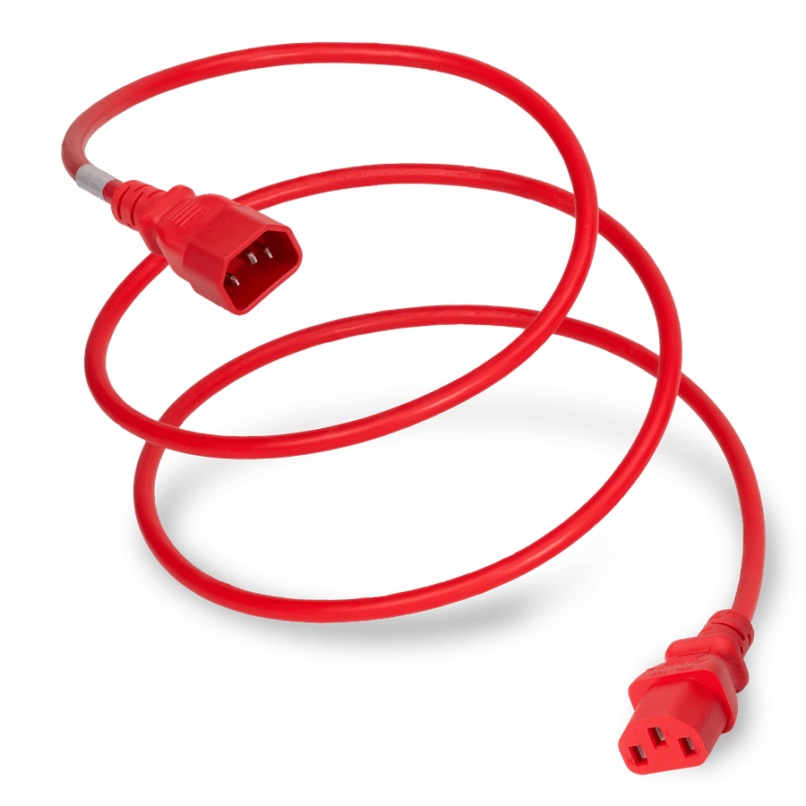Plug (Male) : IEC 60320 C14 Connector (Female) : IEC 60320 C13 Color : Red Cordage : 18awg-3c SJT