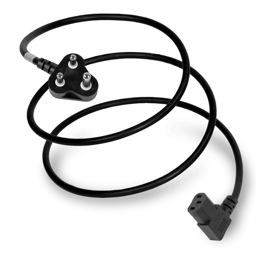 2.5M Black Type M South Africa SANS164-1 BS546 Down Angle to IEC320 C13 Right Angle 10A 250V