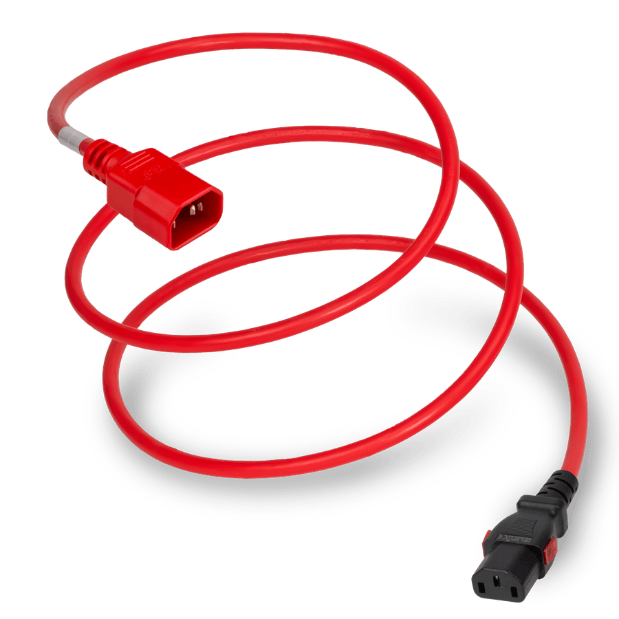 3FT Red A-Lock IEC320 C14 to IEC320 C13 Universal Locking 10A 250V