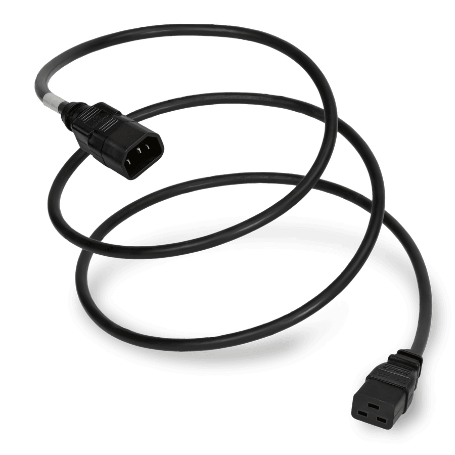 12FT IEC60320 C14 to C19 15A 250V 14awg TAA Power Cord - BLACK