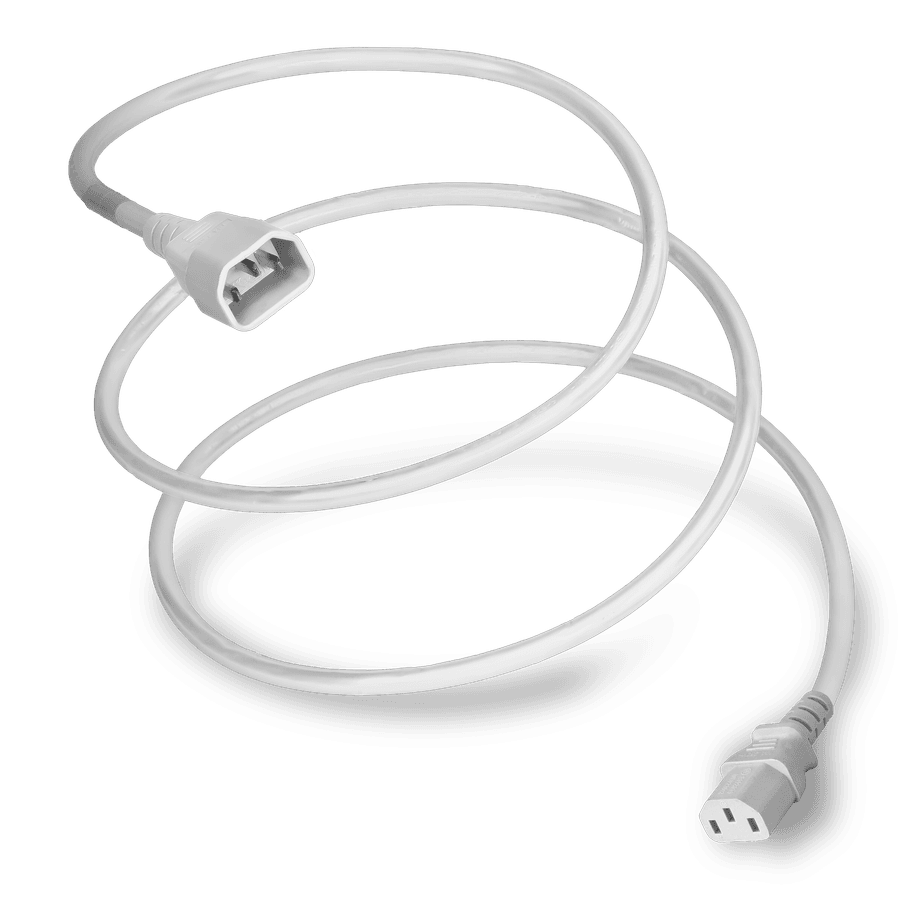 Global C14 to C13, 10A/250V 2FT White Power Cord, cULus, KC, CE, ENEC, VDE, SAA, PSE, CCC Approvals