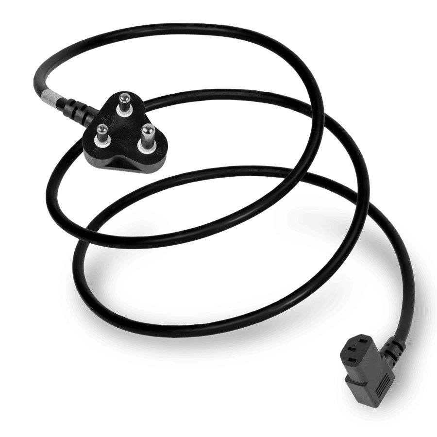 2.5M Black Type M South Africa SANS164-1 BS546 Down Angle to IEC320 C13 Left Angle 10A 250V