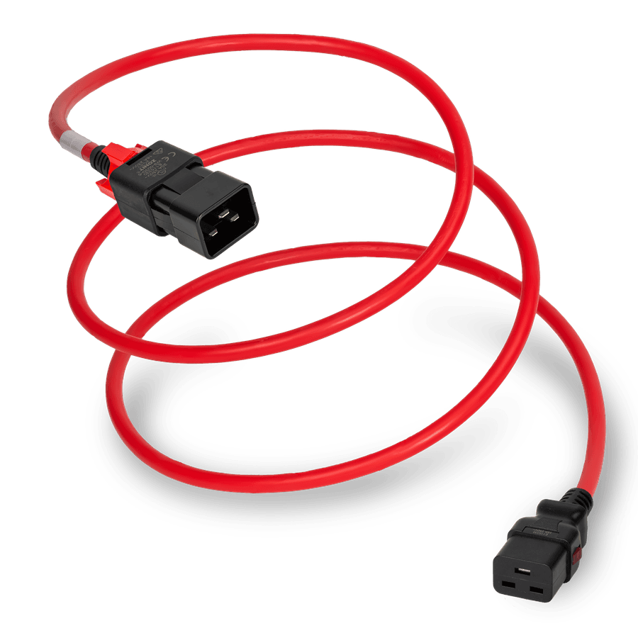 zLock Power Cord, Locking C20 to Locking C19, 12AWG x 0.6Meter, RED