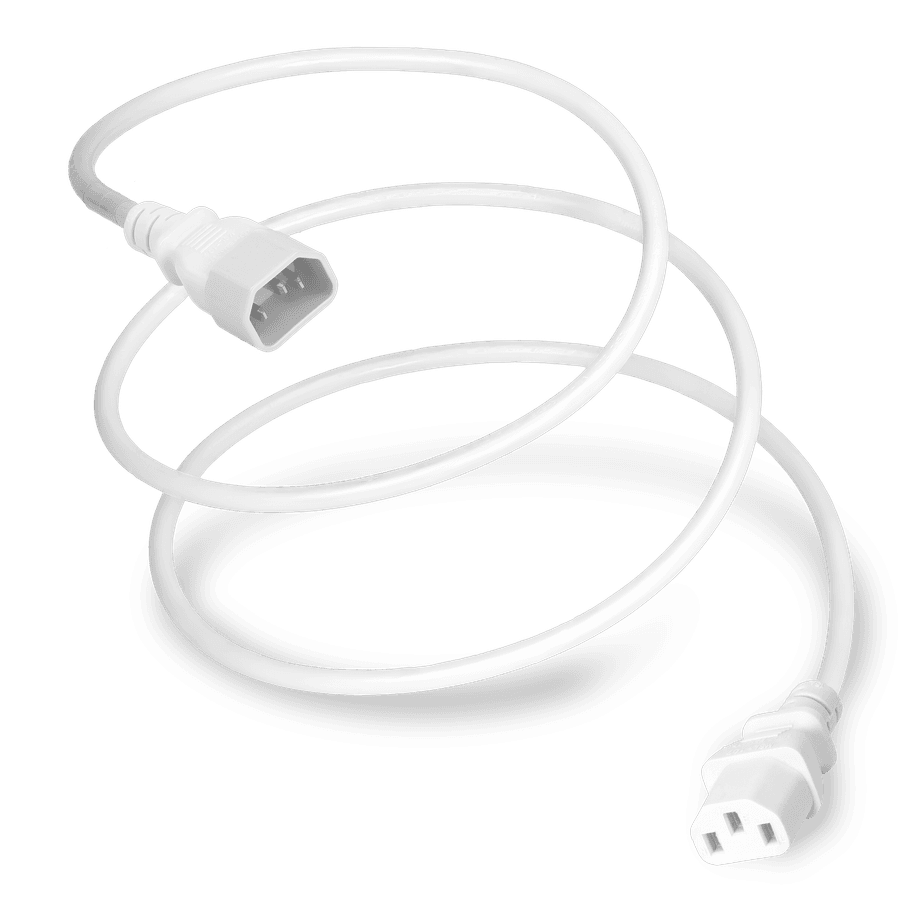 Plug (Male) : IEC 60320 C14 Connector (Female) : IEC 60320 C13 Color : White Cordage : 18awg-3c SJT