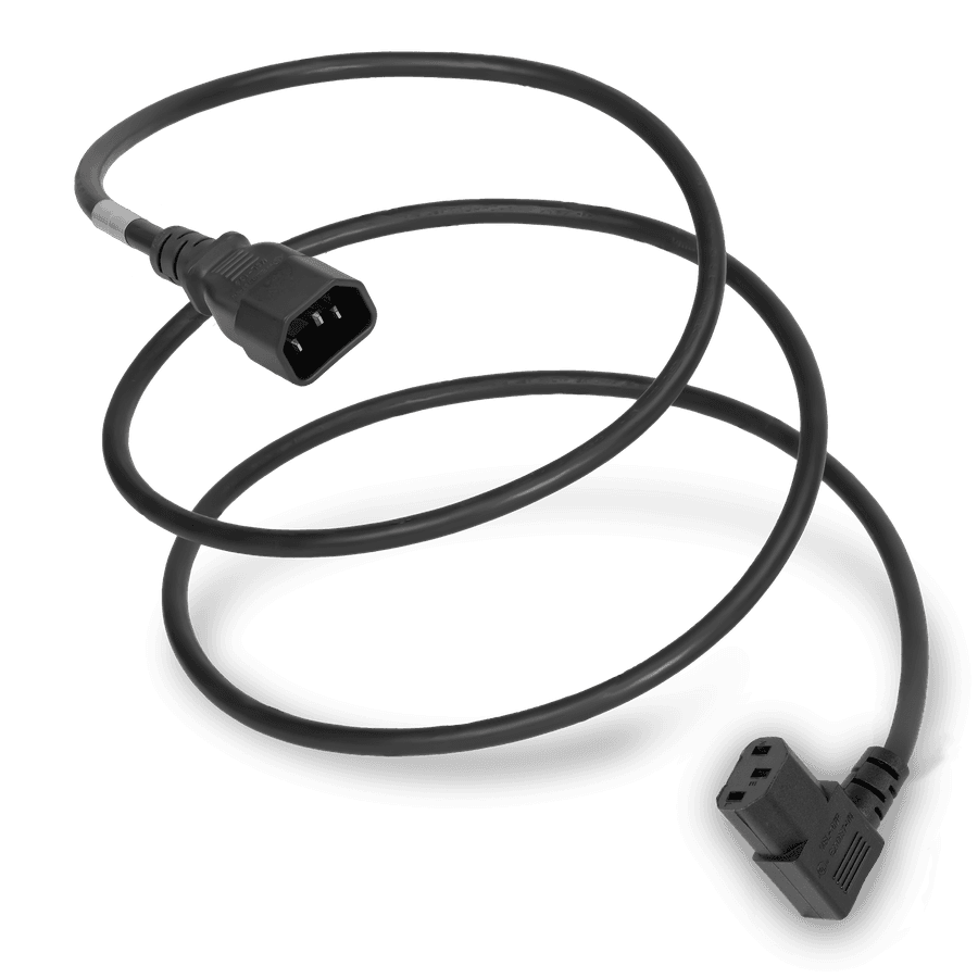 1FT Black Standard IEC320 C14 to IEC320 C13 Right Angled 10A 250V