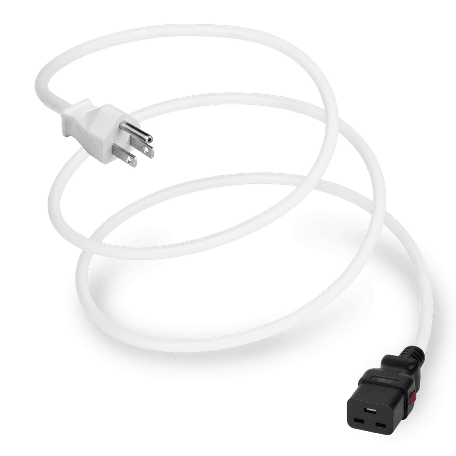 12FT White A-Lock NEMA 5-15P to IEC320 C19 Universal Locking 15A 125V