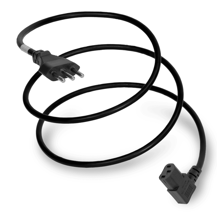 2.5M Black Type L Italy CEI23-16/VII to IEC320 C13 Right Angle 10A 250V