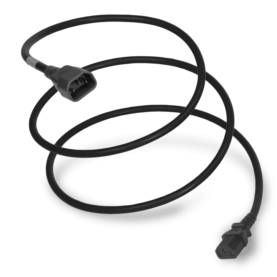 Global C14 to C13, 10A/250V 1FT Black Power Cord, cULus, KC, CE, ENEC, VDE, SAA, PSE, CCC Approvals