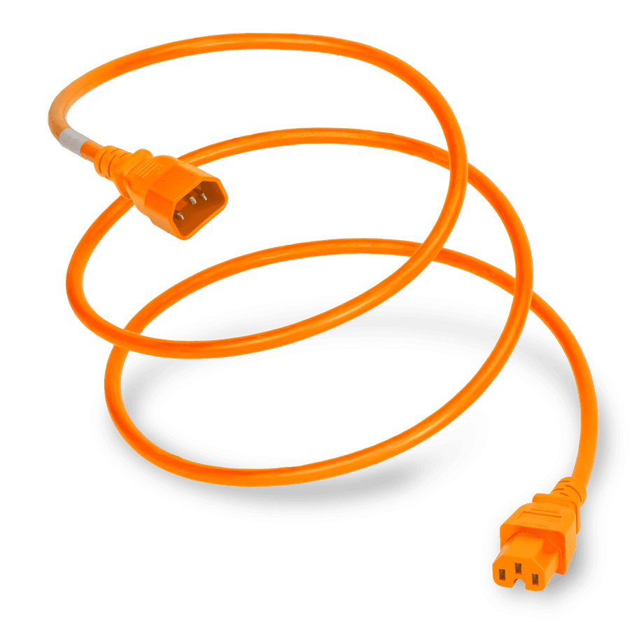 Plug (Male) : IEC 60320 C14 Cordage : 14awg-3c SJT Connector (Female) : IEC 60320 C15 Color : Orange
