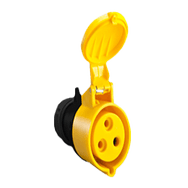 Yellow IEC 309-CEE17 CONNECTOR W/CABLE SLEEVE,YELLOW, 20A-125 VOLT UL/CSA, 2P+E