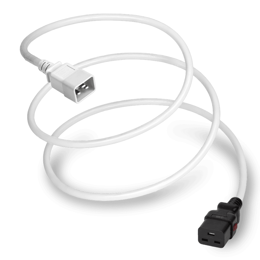 3FT White A-Lock IEC320 C20 to IEC320 C19 Universal Locking 15A 250V