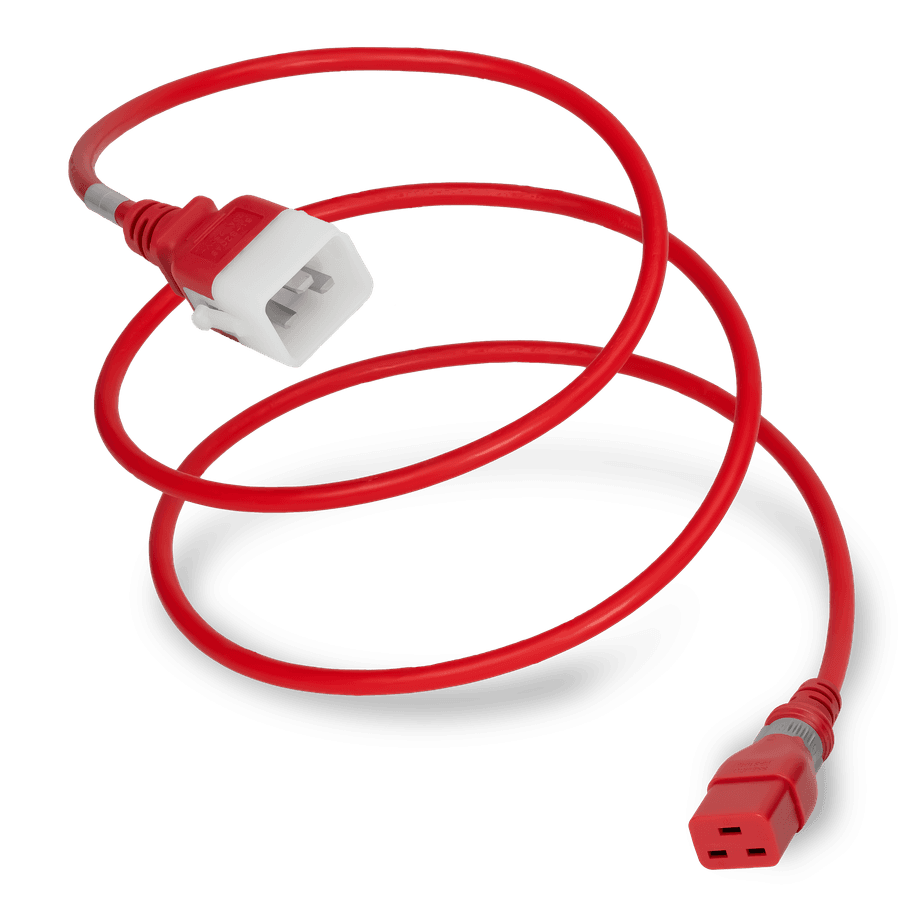 Plug (Male) : IEC 60320 C20 Locking (P-Lock) Connector (Female) : S-Lock C19 Color : Red