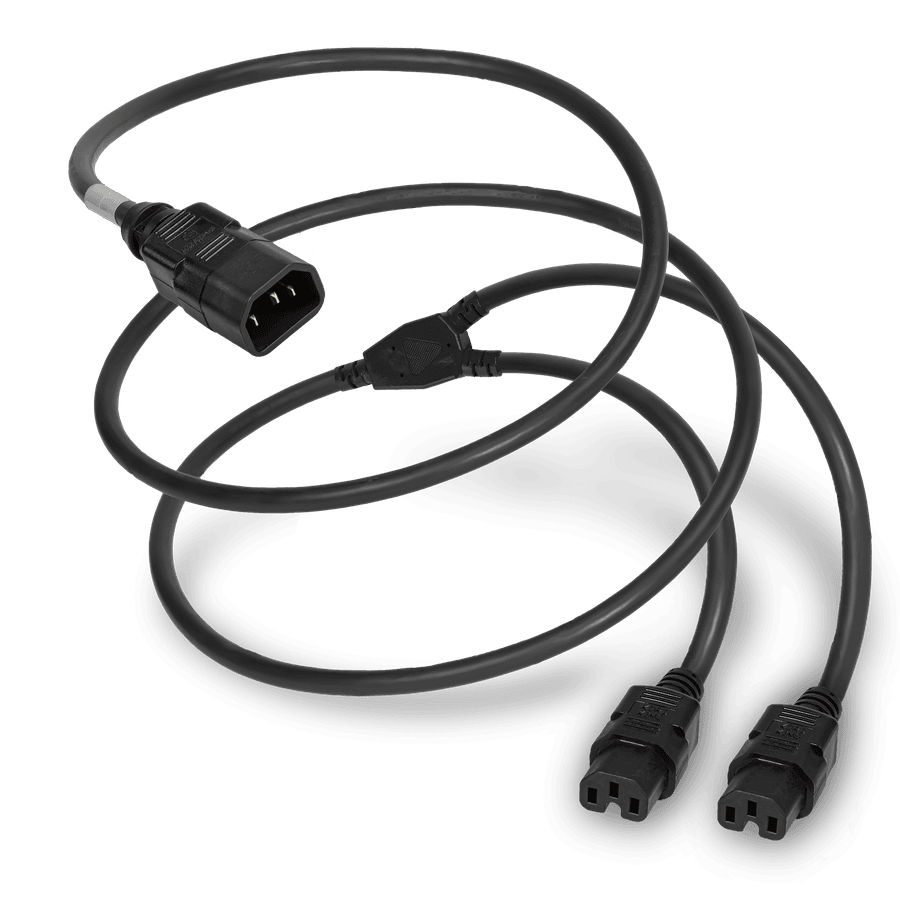 2FT Black Splitter IEC320 C14 to 2x IEC320 C15 15A 250V