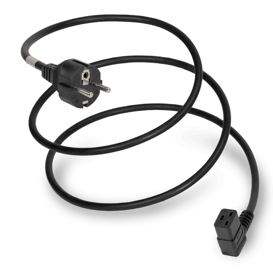 3m European Schuko CEE7/7 to IEC60320 C19 LEFT ANGLE 16A 250V 1.5mm2 H05VV-F Power Cord - Black