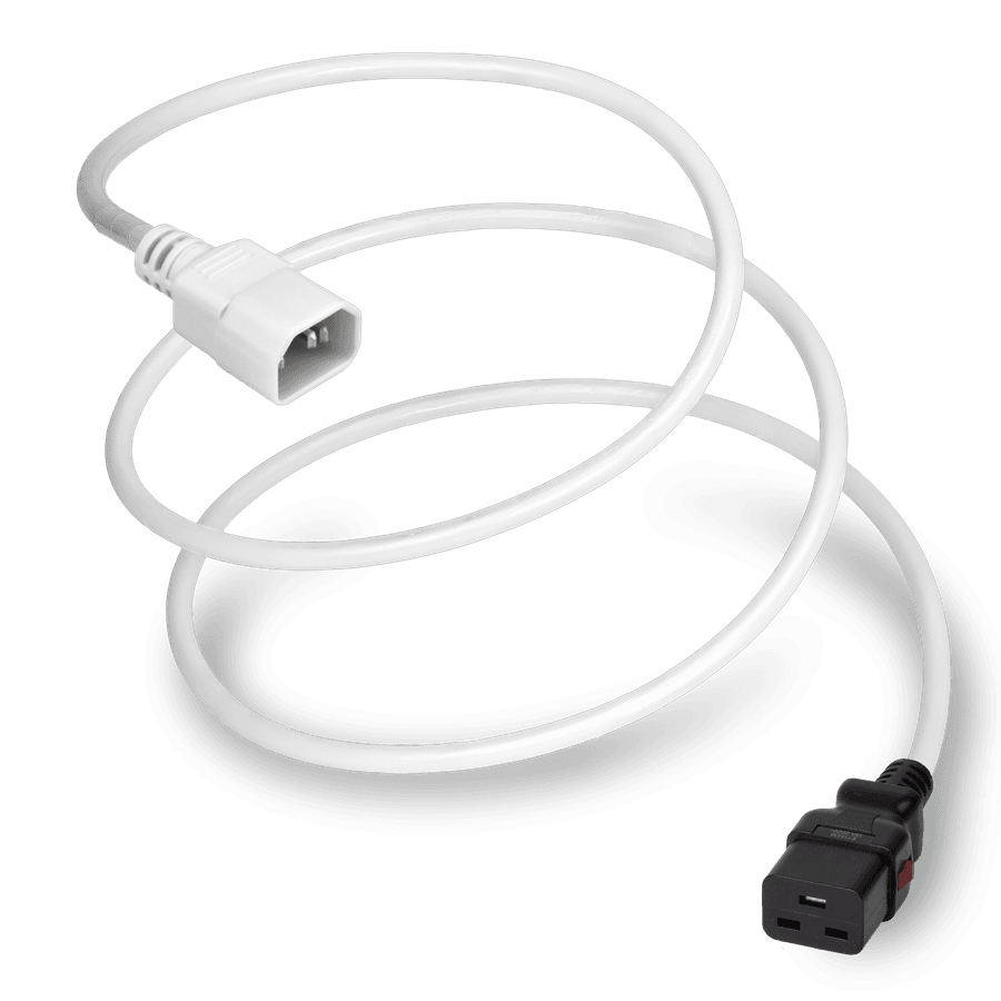 12FT White A-Lock IEC320 C14 to IEC320 C19 Universal Locking 15A 250V