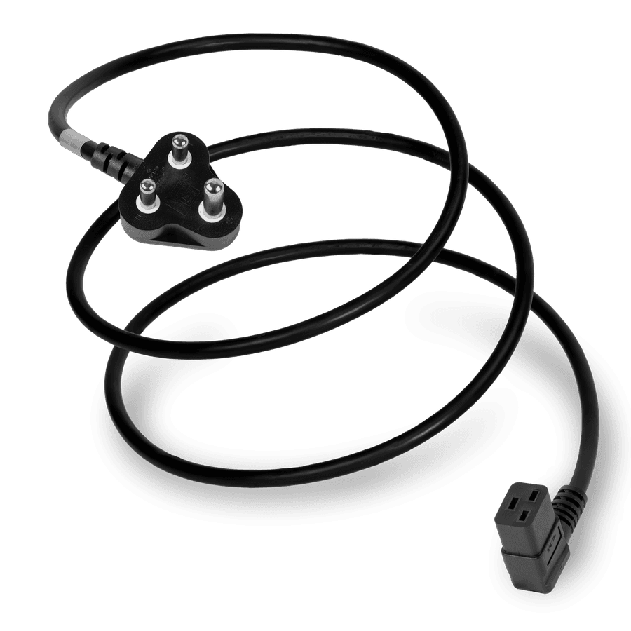 2.5M Black Type M South Africa SANS164-1 BS546 Down Angle to IEC320 C19 Left Angle 15A 250V