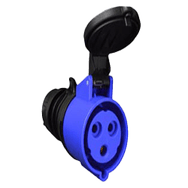 IEC 309-CEE17 CONNECTOR W/COMPRESSION STRAIN RELIEF,BLUE, 30A-250 VOLT UL/CSA32A 220/240V EUROPEAN , 50/60HZ , 2P+E