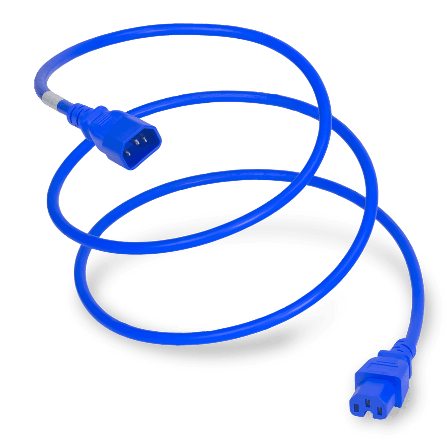 Plug (Male) : IEC 60320 C14 Cordage : 14awg-3c SJT Connector (Female) : IEC 60320 C15 Color : Blue