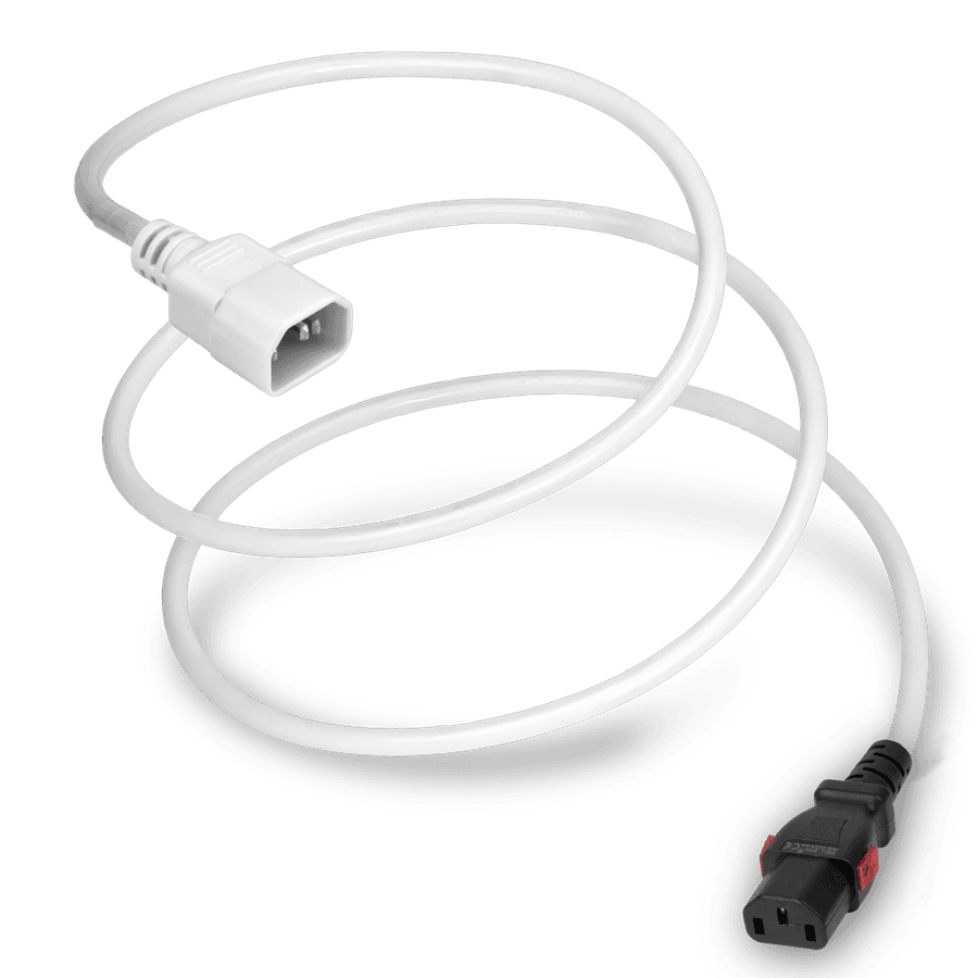 3FT White A-Lock IEC320 C14 to IEC320 C13 Universal Locking 15A 250V