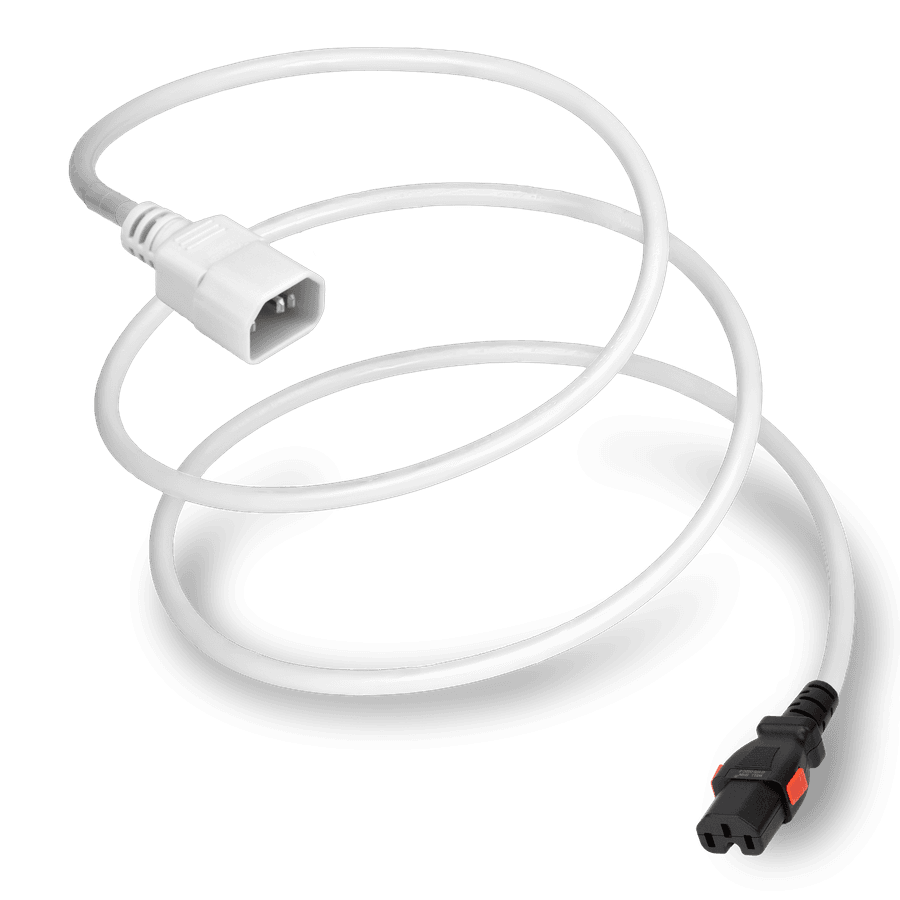 3FT White A-Lock IEC320 C14  to IEC320 C15 Universal Locking 15A 250V
