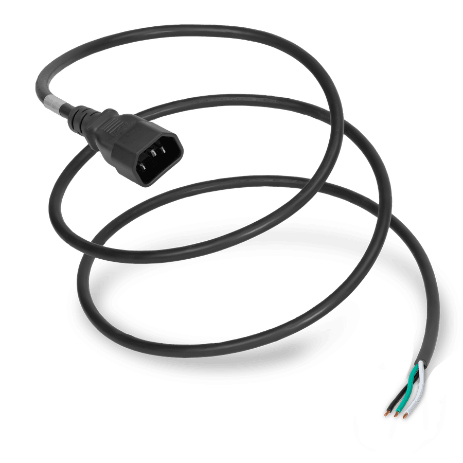 3FT C14 to OPEN 15A 250V 14awg Power Cord - BLACK