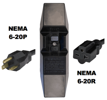 25ft nema 620p to manual reset inline gfci to nema 620r 20a 240v 30ma trip black NEMA 6 20 GFCI Extension Cord.png