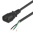 3FT C14 to OPEN 15A 250V 14awg Power Cord - BLACK