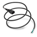 6FT IEC60320 C14 to OPEN 2in ROJ + 0.25in Strip 15A 250V 14awg BL/WH/GR SJT Power Cord - BLACK