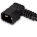 1FT Black High Temp IEC320 C14 Left Angle to IEC320 C15 15A 250V