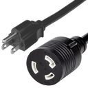 1FT Black Adapter NEMA 5-15P to NEMA L5-30R 15A 125V