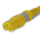 P-Lock C14 to S-Lock C15, 14 AWG SJT, 15A/250V, 10FT Yellow Dual-Lock Power Cord