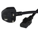 1M Black UK Power Cable BS1363 Down Angle to IEC320 C13 10A 250V