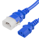 P-Lock C14 to C13, 14 AWG SJT, 15A/250V, 1FT Blue Power Cord