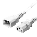 Global C14 to C13, 10A/250V 2FT White Power Cord, cULus, KC, CE, ENEC, VDE, SAA, PSE, CCC Approvals