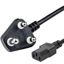 2.5M Black Type M South Africa SANS164-1 BS546 Down Angle to IEC320 C13 10A 250V