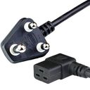 2.5M Black Type M South Africa SANS164-1 BS546 Down Angle to IEC320 C19 Left Angle 15A 250V