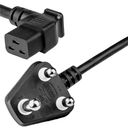 2.5M Black Type M South Africa SANS164-1 BS546 Down Angle to IEC320 C19 Right Angle 15A 250V