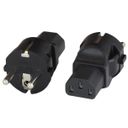 Adapter European Schuko CEE7/7 M to IEC60320 C13 F 10A 250V BLACK