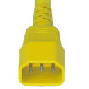 C14 to C13, 10A/250V, Universal/Global, 6FT Yellow Power Cord Approvals: cULus, KC, ENEC, VDE, PSE, SAA, CCC, UKCA, CE