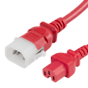P-Lock C14 to C15, 14 AWG SJT, 15A/250V, 1FT Red Power Cord