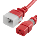 1FT Red Dual Lock IEC320 C20 Secure-Locking to IEC320 C19 Universal Locking 20A 250V