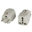 Adapter European Schuko CEE7/7(M) to Universal(F), WHITE, 16A 250V. Approvals: CE for UK.