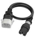 P-Lock C14 to S-Lock C15, 14 AWG SJT, 15A/250V, 3FT Black Dual-Lock Power Cord