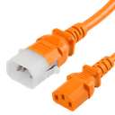 3FT Orange Secure-Lock/P-Lock IEC320 C14 Locking to IEC320 C13 15A 250V