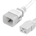 P-Lock C20 to C19, 12 AWG SJT, 20A/250V, 3FT White Power Cord