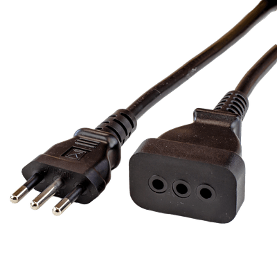 2.5M Black Italy Extension Cable CEI23-16/VII to CEI23-16/VII 16A 250V